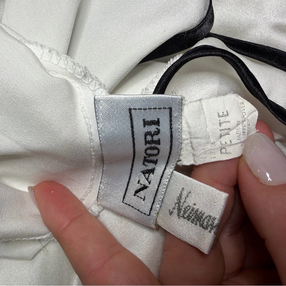 Vintage Natori Embroidered White Satin Maxi Dress - Picture 7 of 7